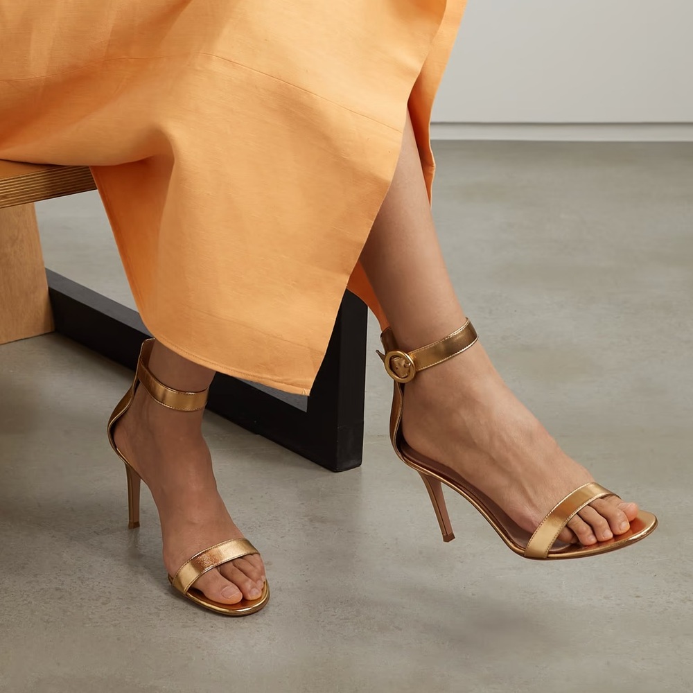 GIANVITO ROSSI Portofino 70 Metallic Gold Sandals